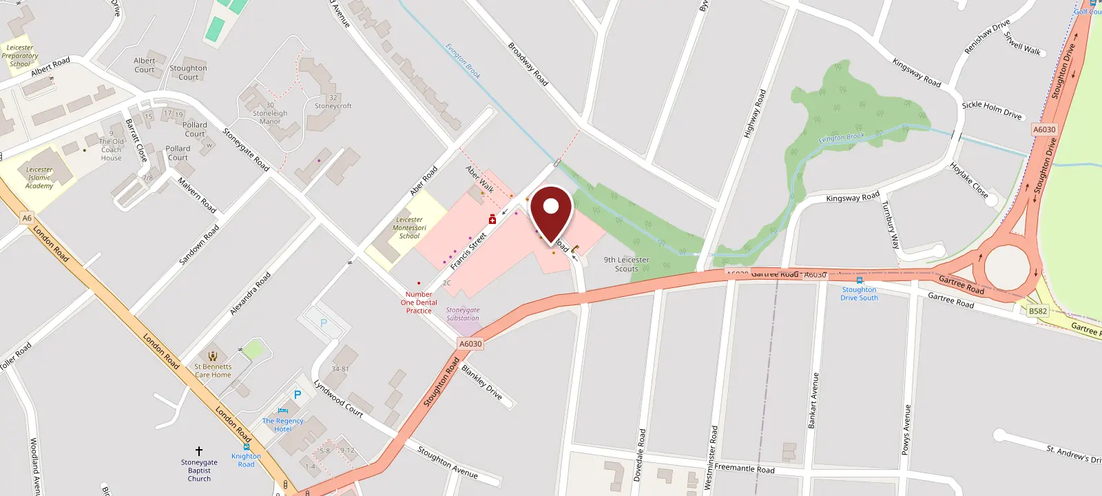 Map showing L’Homme at 19 Allandale Road, Stoneygate, Leicester